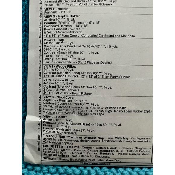 McCalls pattern 6475 watermelon mat placemat napkins patholder - Picture 4 of 6